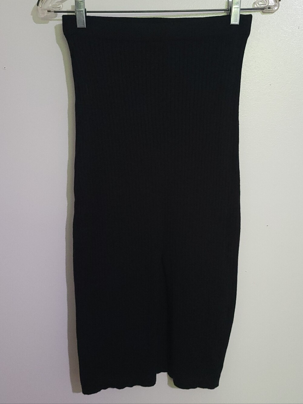 Urban Daizy Black Rib Knit Midi Skirt With Front Slit Size S